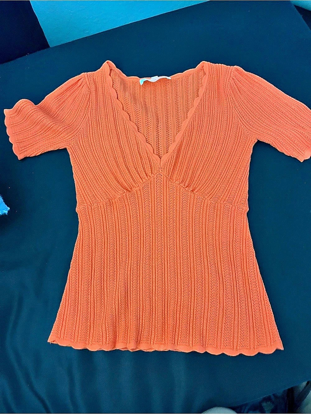 Sézane Cloe Jumper V-Neck Knit Top Orange XS